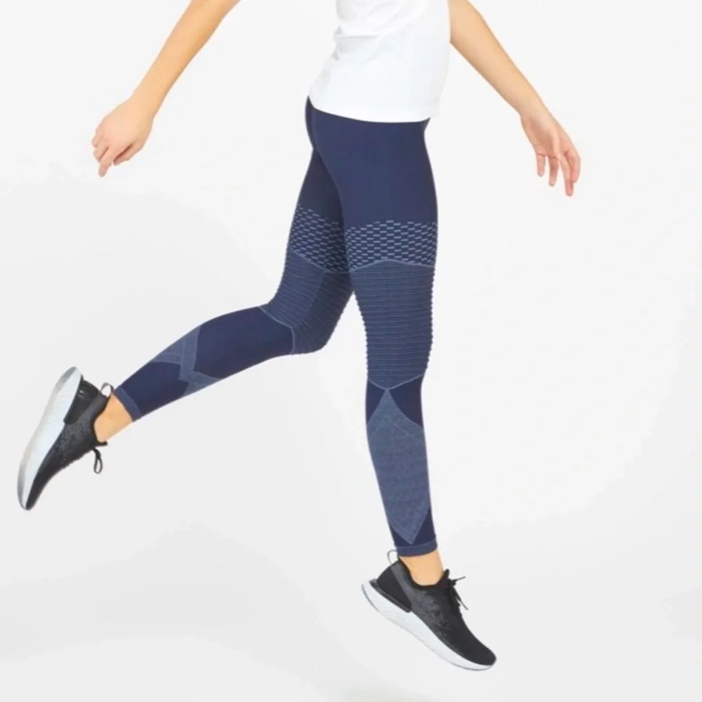 Spanx Look At Me Now Seamless Moto Leggings Indigo Blue Size XL - Picture 1 of 11